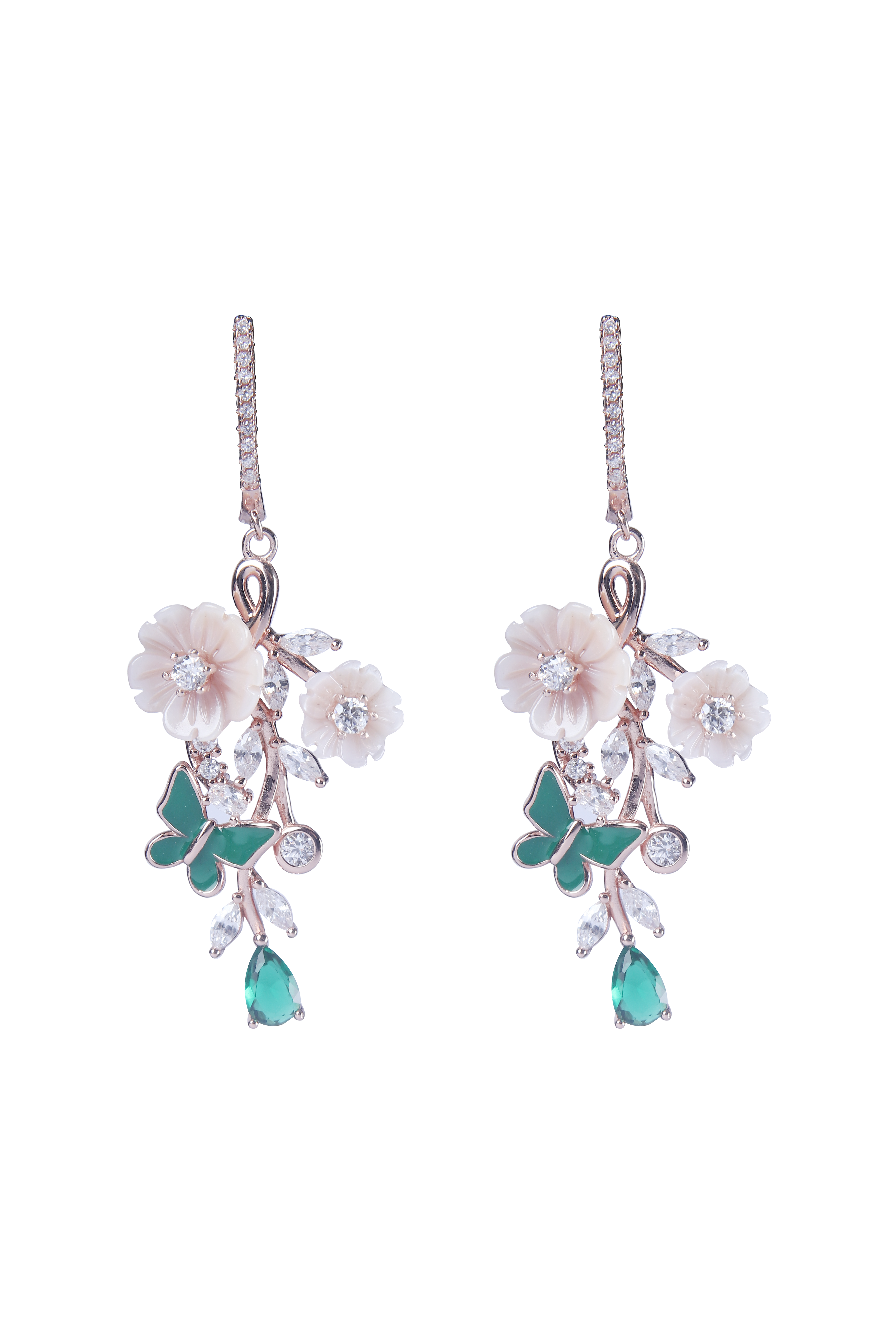 925 Sterling Silver Floral Butterfly Pendant - Image 2