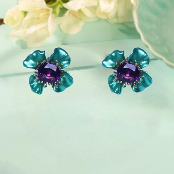 925 Sterling Silver Emerald Bloom Studs - Image 2