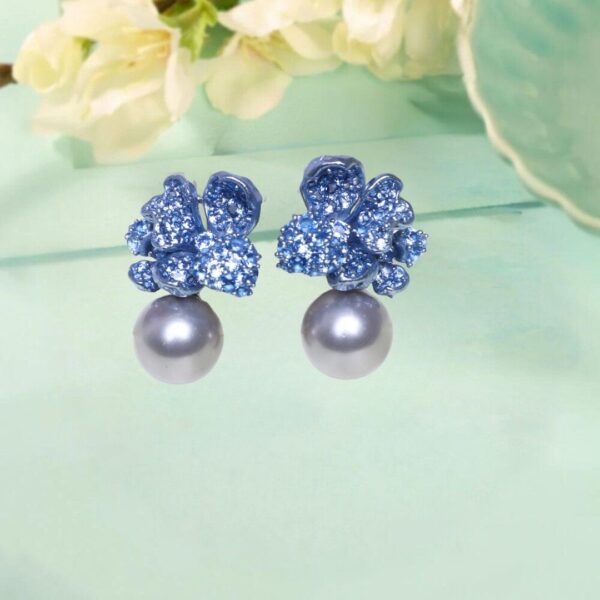 925 Sterling Silver Icy Bloom Pearl Drops - Image 2