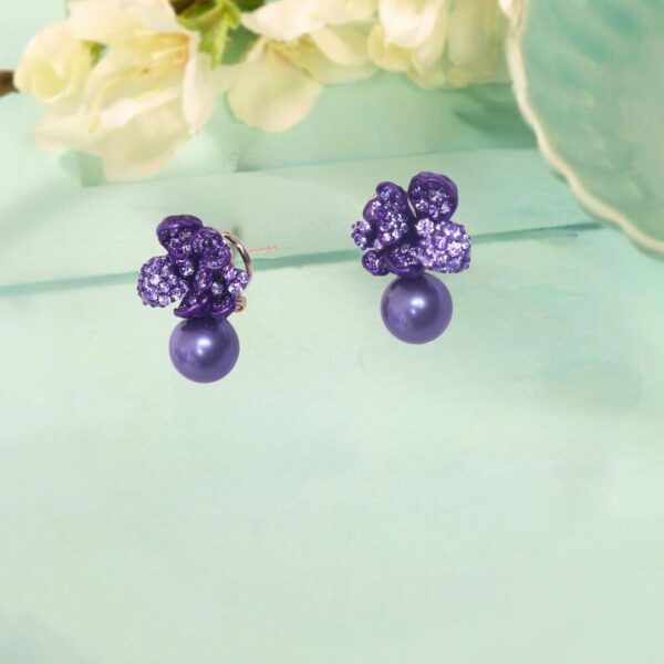 925 Sterling Silver Lavender Orchid Pearl Drops - Image 2