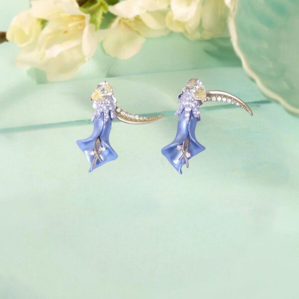 925 Sterling Silver Midnight Bloom Crescent Earrings