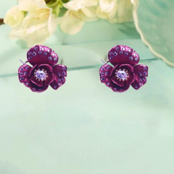 925 Sterling Silver Ruby Petal Spark Studs