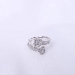 92.5 Sterling Silver Asymmetric Pave Ring