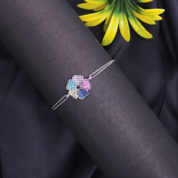 925 Sterling Silver Blossom Hearts Bracelet