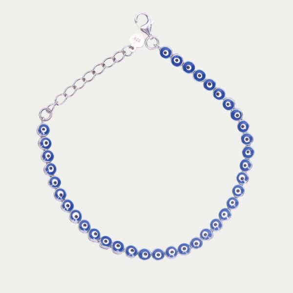 925 Sterling Silver Blue Aura Evil Eye Bracelet - Image 2