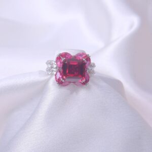 925 Sterling Silver Crimson Bloom Cocktail Ring
