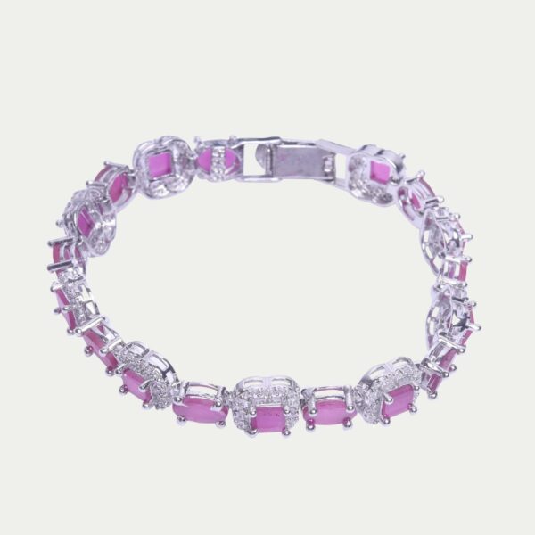 925 Sterling Silver Crimson Gemstone Bracelet - Image 2