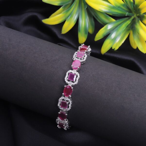 925 Sterling Silver Crimson Gemstone Bracelet