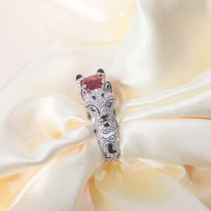 925 Sterling Silver Crimson Fox Statement Ring