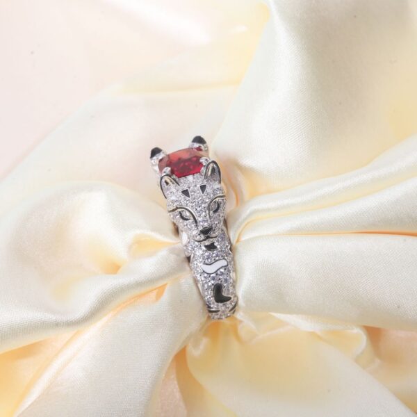 925 Sterling Silver Crimson Fox Statement Ring