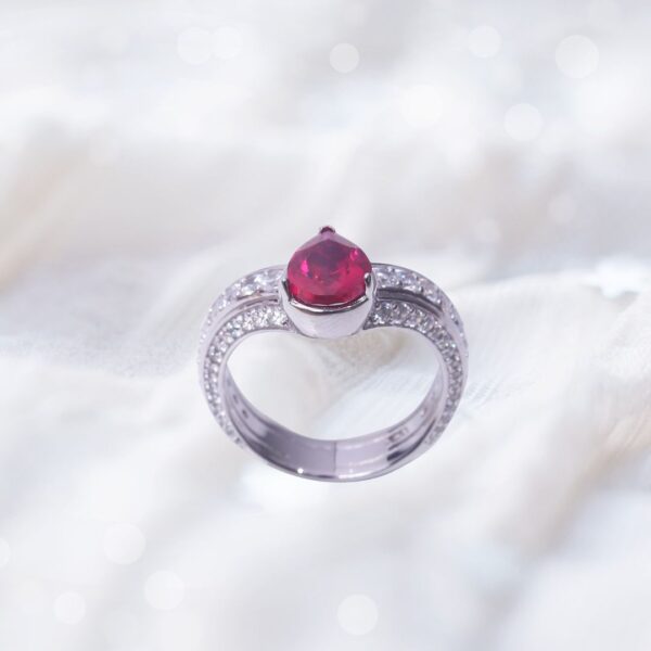 925 Sterling Silver Crimson Tear Diamond Ring - Image 2