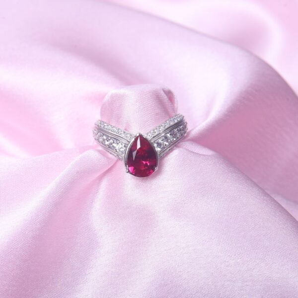 925 Sterling Silver Crimson Tear Diamond Ring