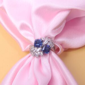 92.5 Sterling Silver Double Sapphire and Marquise Cluster Ring