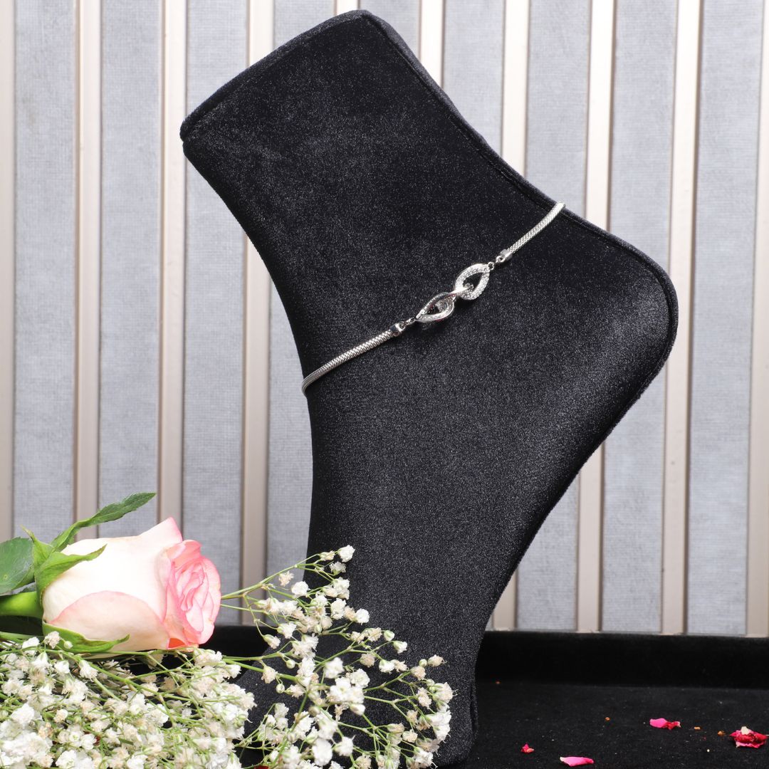 925 Sterling Silver Elegant Infinity Silver Anklet (PAIR ANKLET) - Image 2