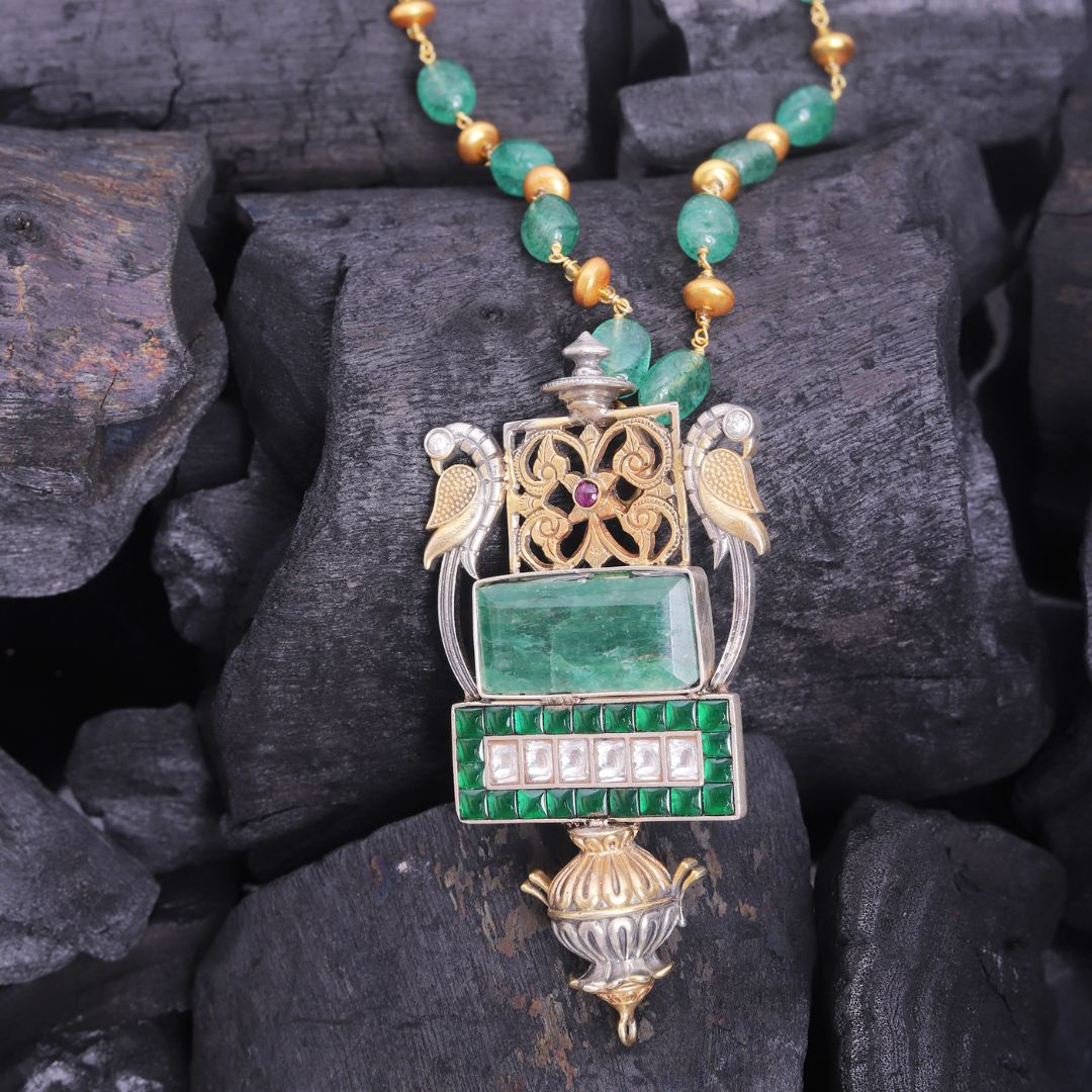 925 Sterling Silver Emerald Regal Pendant