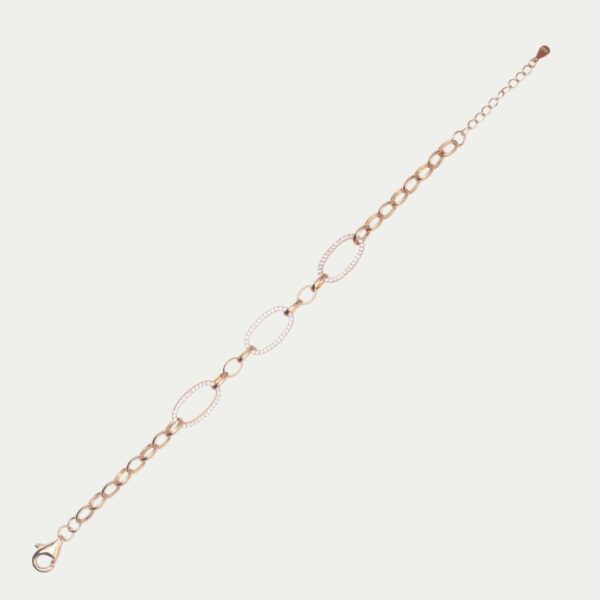 925 Sterling Silver Gilded Oval Link Bracelet - Image 2