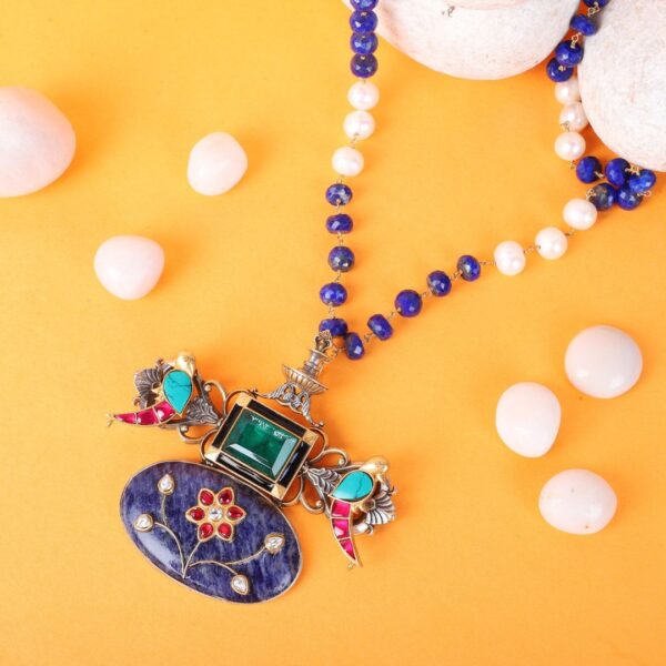 925 Sterling Silver Pearl Ornate Gemstone Pendant - Image 2