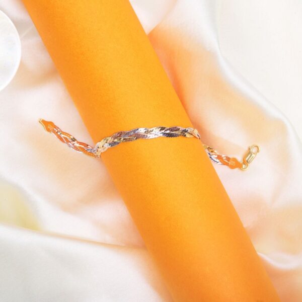 925 Sterling Silver Weave Tri-Tone Bracelet