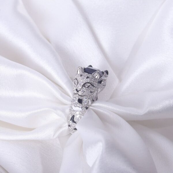 925 Sterling Silver Majestic Panther Sapphire Ring