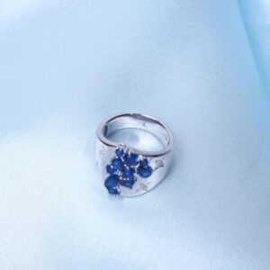 92.5 Sterling Silver Midnight Bloom Sapphire Ring