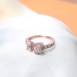 Modern Rose Gold Twin Baguette Ring
