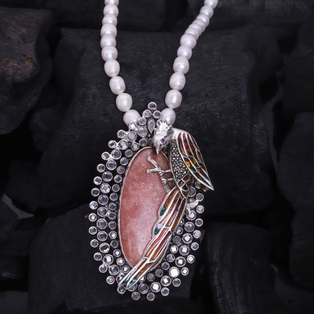925 Sterling Silver Mystical Parrot Pendant