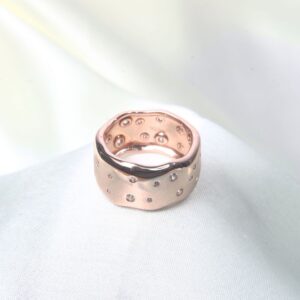 92.5 Sterling Silver Organic Dome Diamond Ring