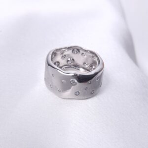 Organic Dome with Scattered Diamond Ring