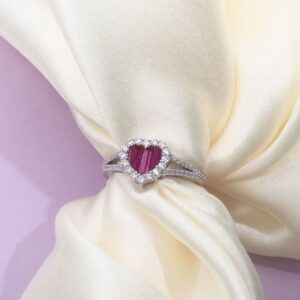 92.5 Sterling Silver Radiant Heart Ruby Ring
