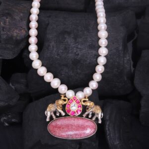 925 Sterling Silver Royal Elephant Pearl Pendant