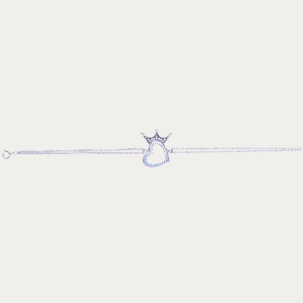 925 Sterling Silver Royal Heart Crown Bracelet - Image 2