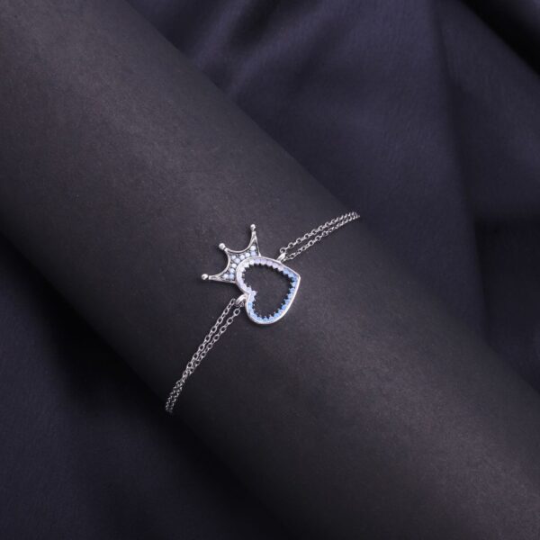 925 Sterling Silver Royal Heart Crown Bracelet