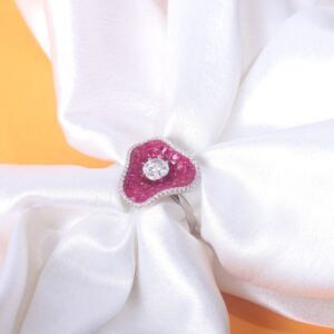 925 Sterling Silver Ruby Petal Statement Ring