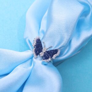 92.5 Sterling Silver Sapphire and Diamond Butterfly Ring