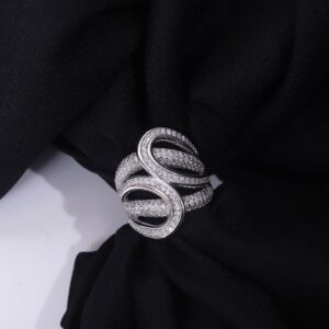 925 Sterling Silver Serpentine Sparkle Statement Ring
