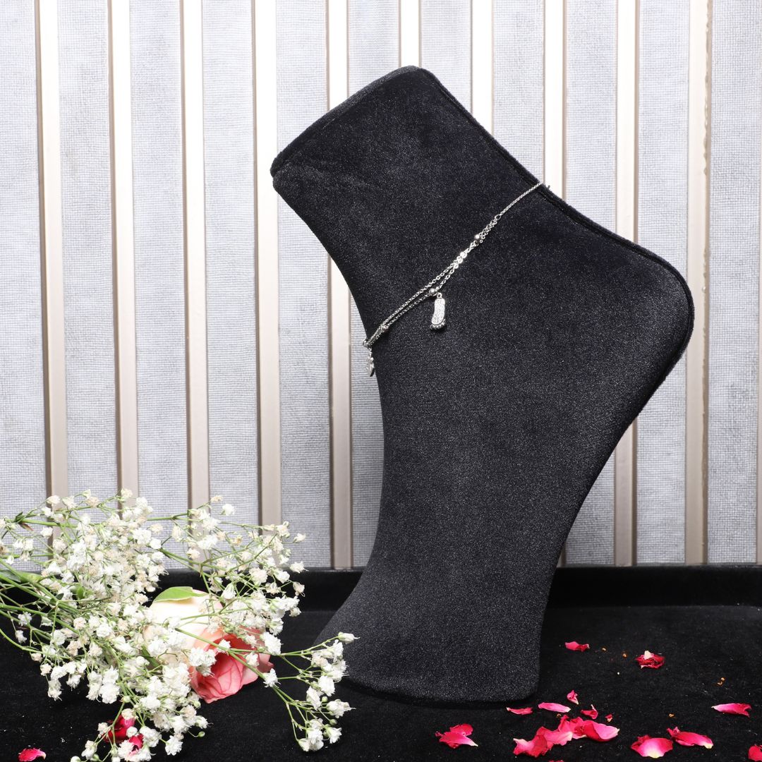 925 Sterling Silver Dazzle Drop Anklet (PAIR  ANKLET)