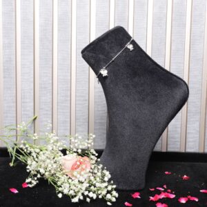 925 Sterling Silver Floral Charm Anklet (PAIR ANKLET)