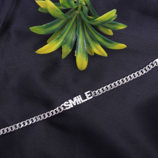 925 Sterling Silver Sparkling "SMILE" Statement Bracelet - Image 3