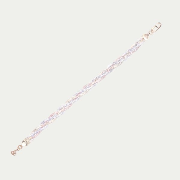 925 Sterling Silver Tri-Tone Braided Bracelet - Image 2