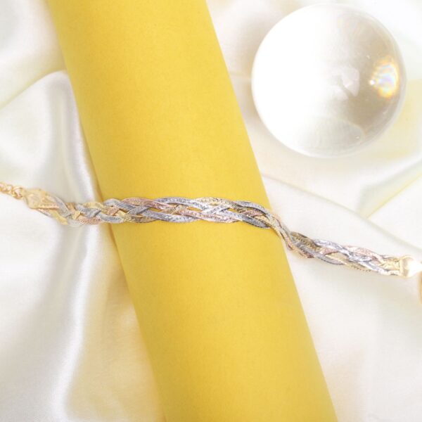 925 Sterling Silver Tri-Tone Braided Bracelet