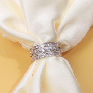 92.5 Sterling Silver Triple-Row Eternity Band Ring