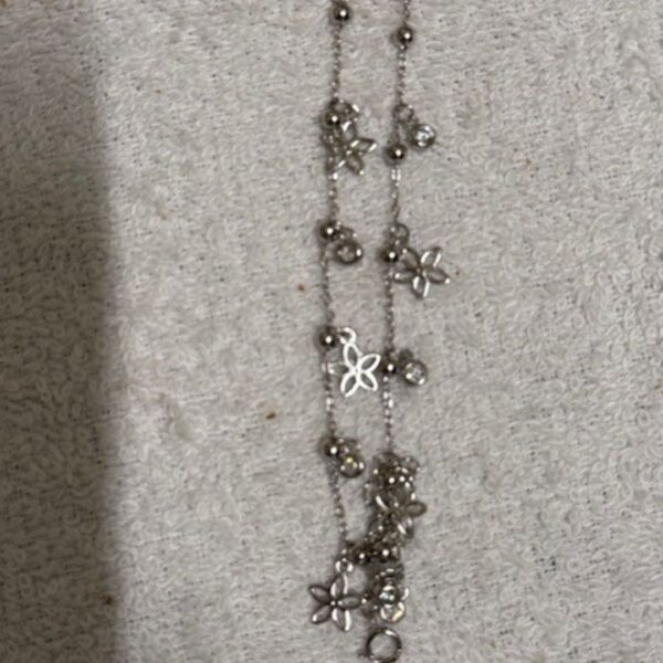 925 Sterling Silver Flower and Bead Baby Anklet