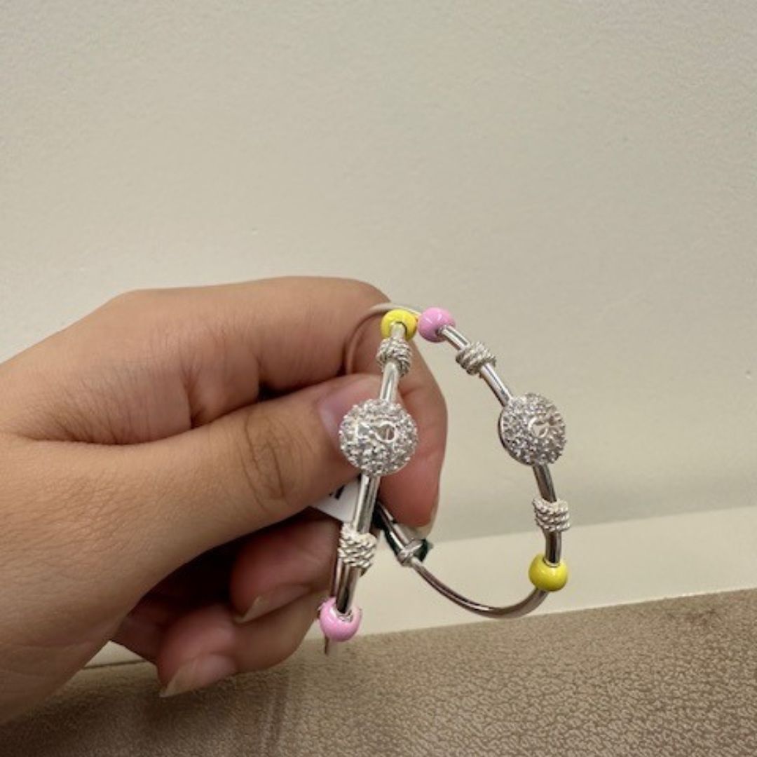 925 Sterling Silver Playful Beaded Charm Bangles