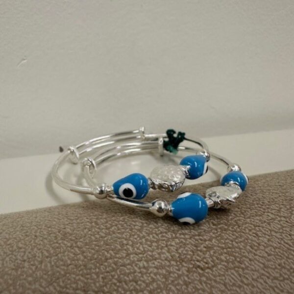 925 Sterling Silver  Evil Eye Charm Bangles