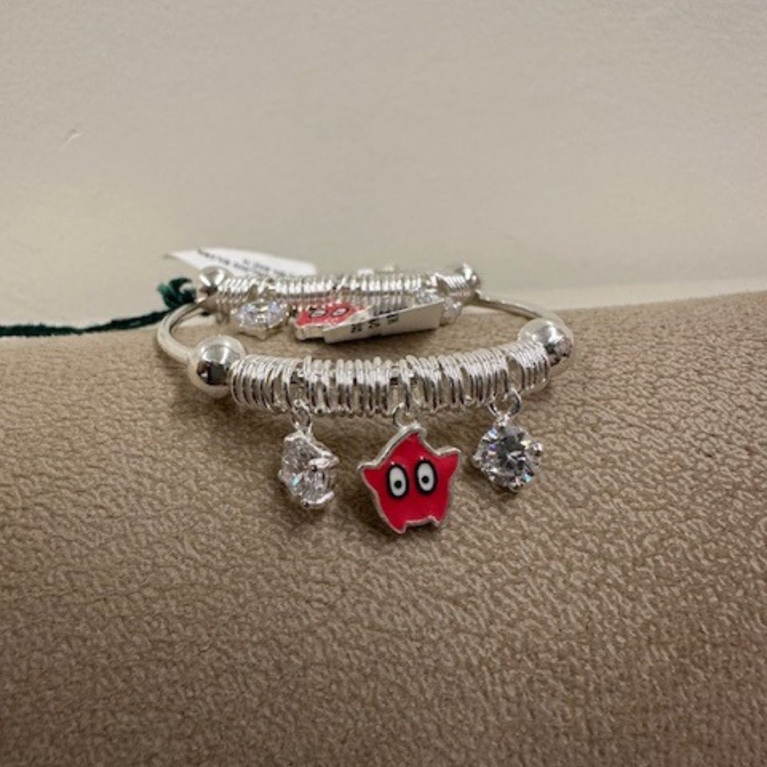 925 Sterling Silver Smiling Star Charm Bangles