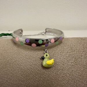 925 Sterling Silver Rubber Duck Polka Dot Bangle