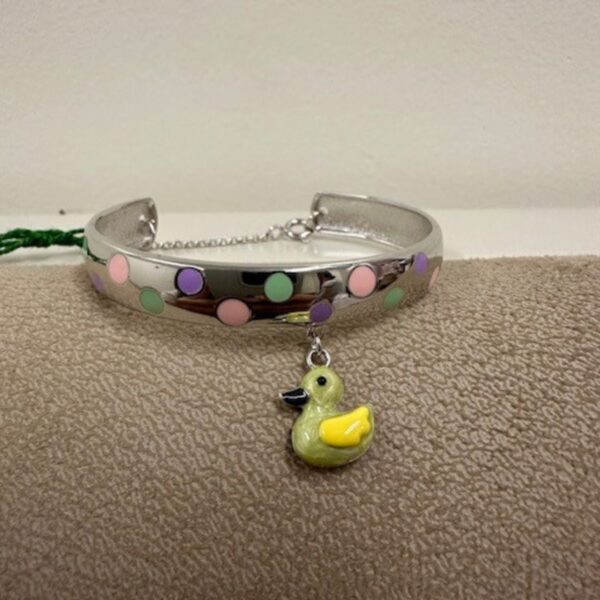 925 Sterling Silver Rubber Duck Polka Dot Bangle