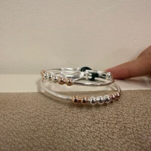 925 Sterling Silver Two-Tone Beaded Kada