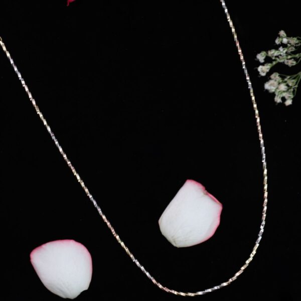 925 Sterling Silver Trio-Tone Elegant Sparkle Chain