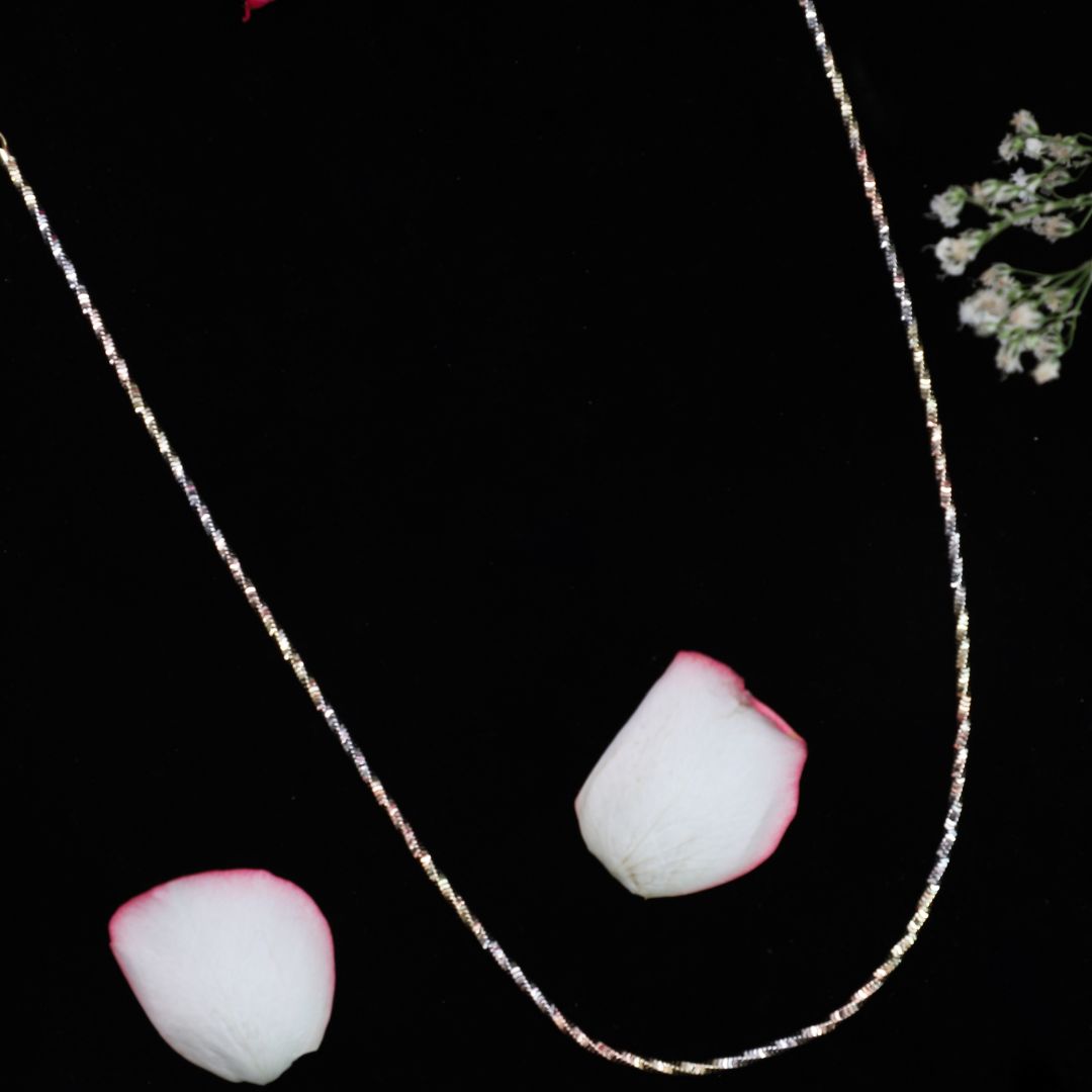 925 Sterling Silver Trio-Tone Elegant Sparkle Chain